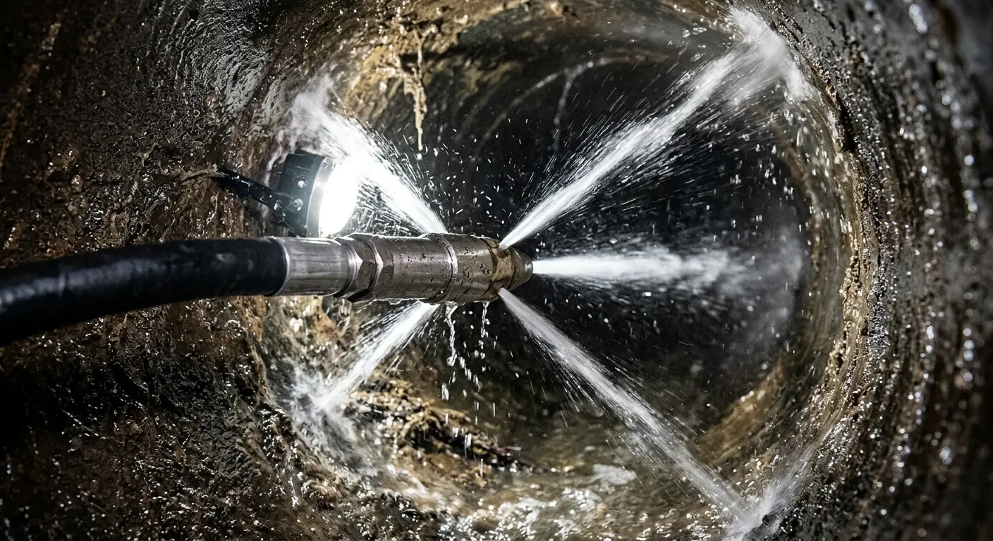 High-pressure hydro jetting nozzle cleaning sewer pipe for Sewer Cleanout in Holland